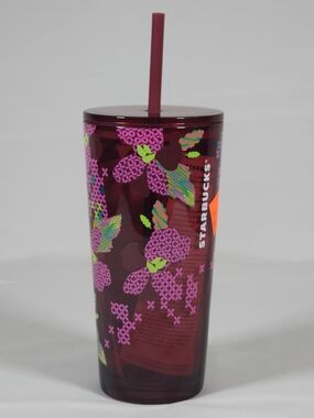 Starbucks Purple Floral Reusable Tumbler with Berry Accents